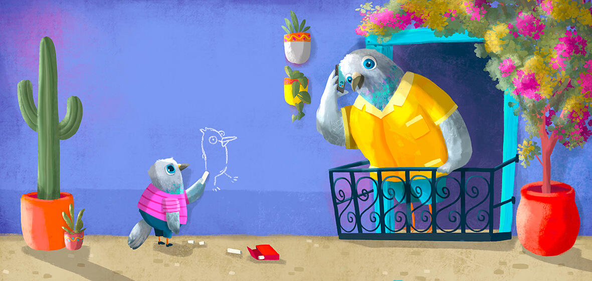 Interior illustration from The Valley of Sleeping Dinosaurs by Alejandra Ancheita, illustrated by Margarita Sada